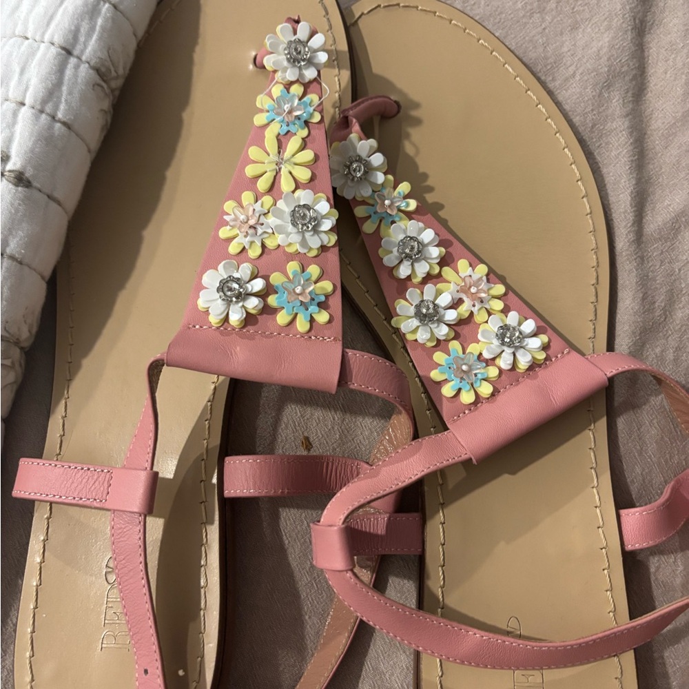 RED Valentino Pink and Yellow Floral Sandals